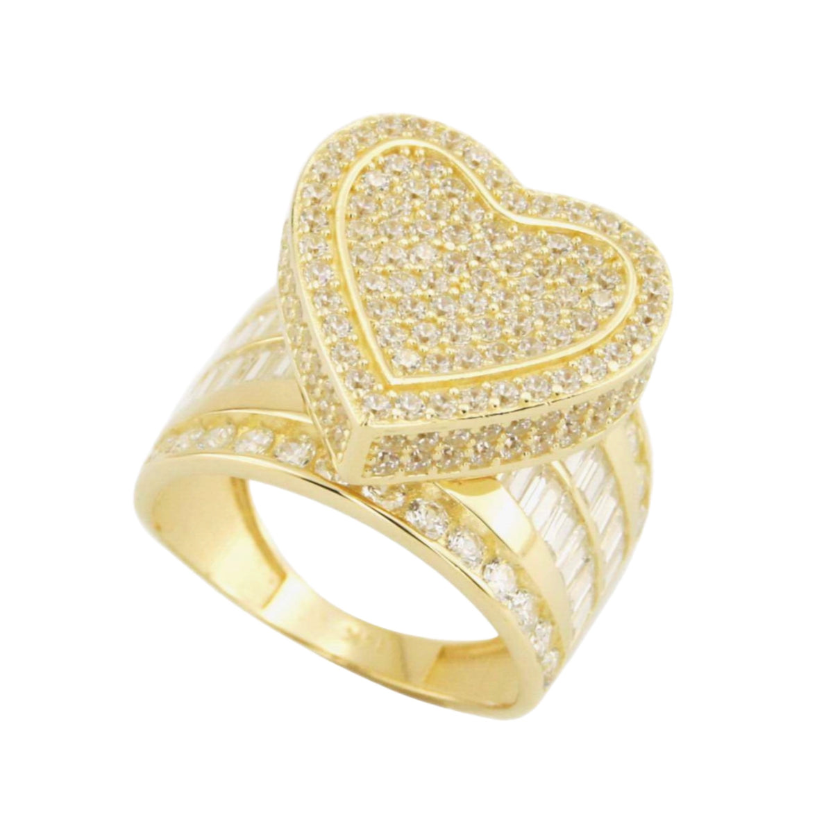 10K 2024 Yellow Gold Open Heart CZ Ring sz.6 .85g - New