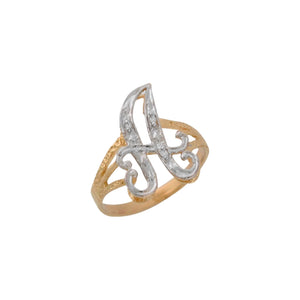 10K Diamond Cut Initial Ring