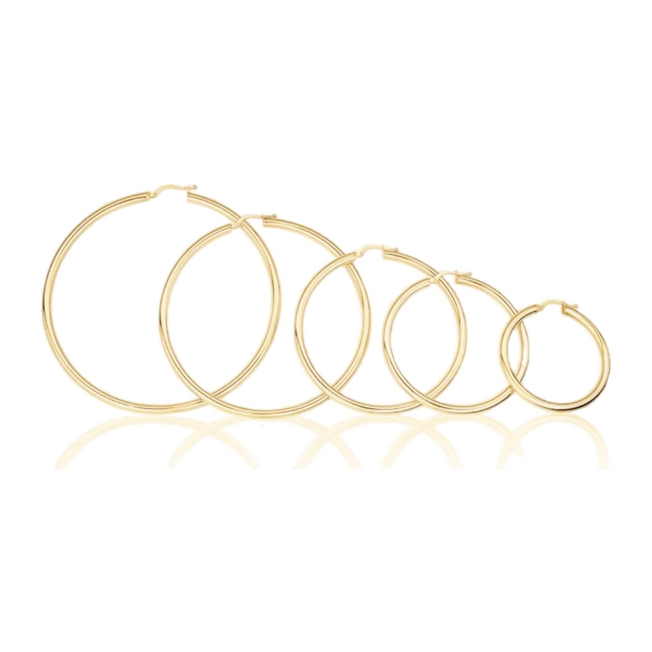 10K 3mm Plain Tube Hoop Earrings