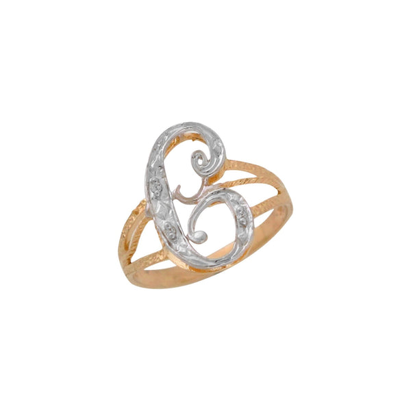 10K Diamond Cut Initial Ring