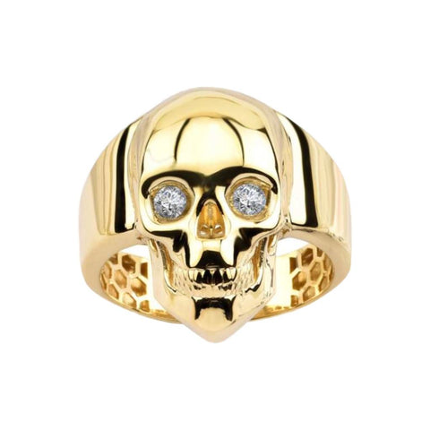 10K Men's CZ Skull Ring