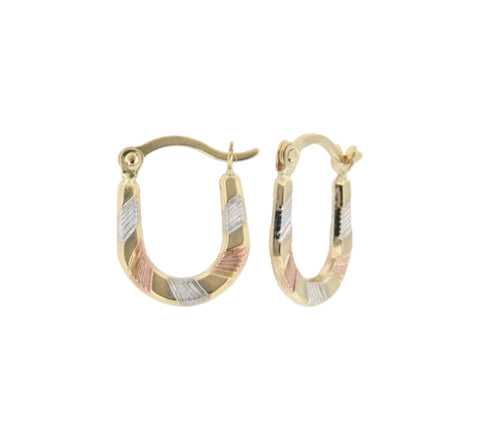 10K Tri-Color Hoop Earrings