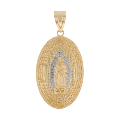 10K Oval Greek Key Guadalupe Pendant