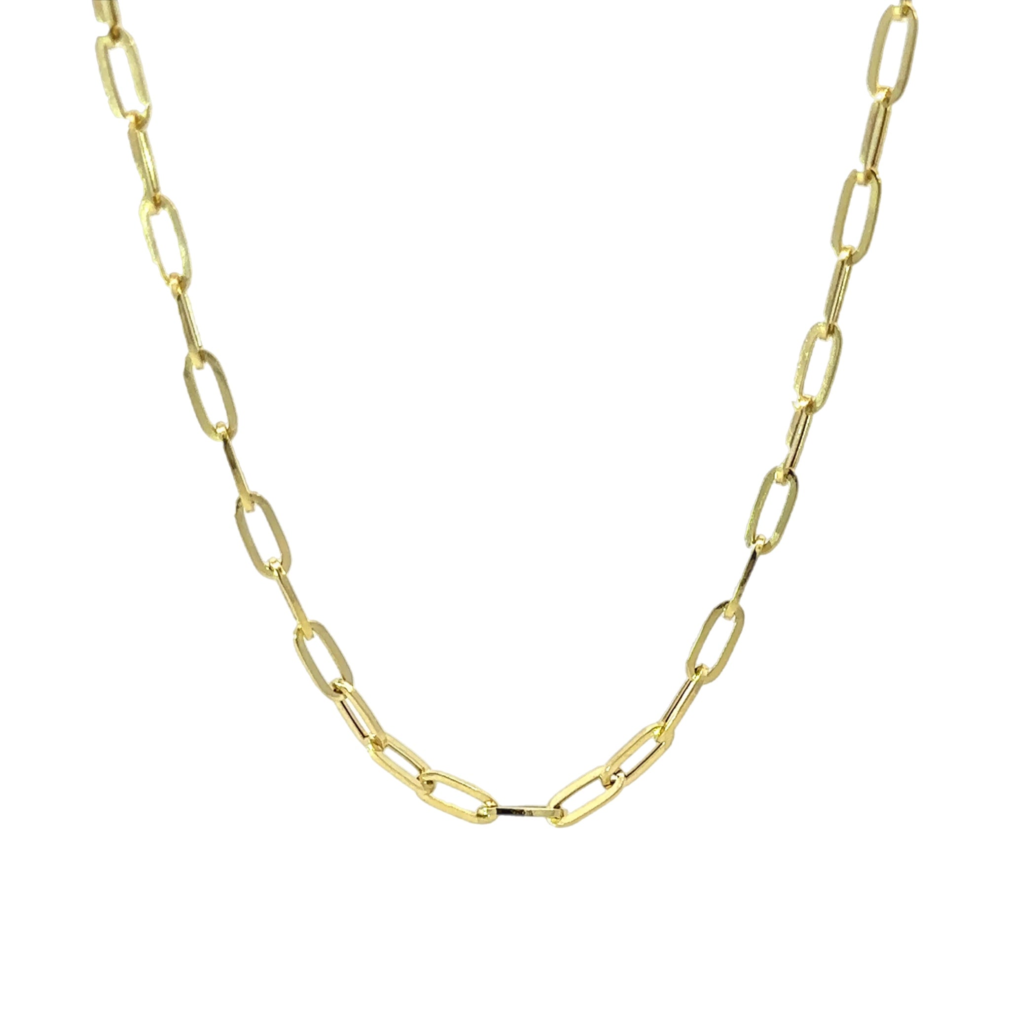 14K 3mm Hollow Paperclip Chain