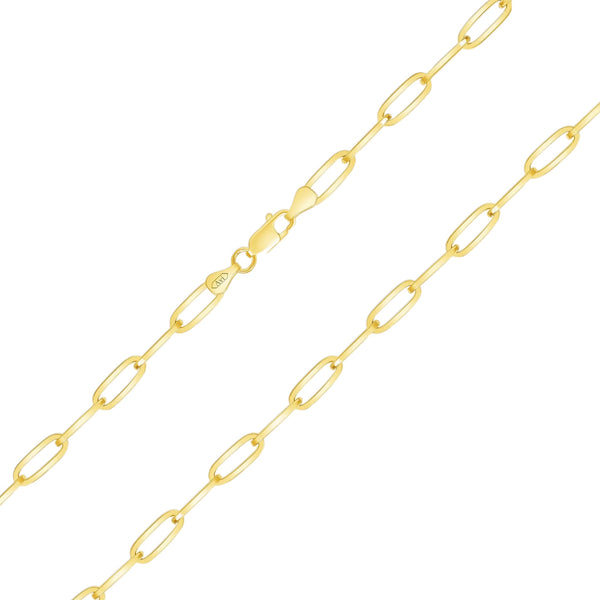 14K 3mm Hollow Paperclip Chain