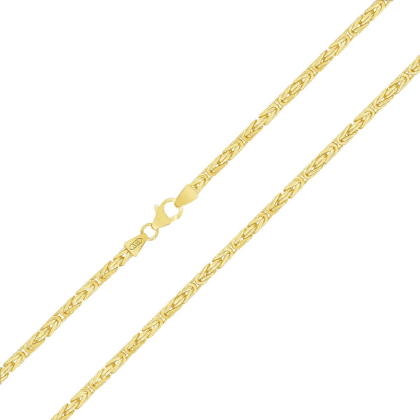 14K 2.5mm Solid Byzantine Chain