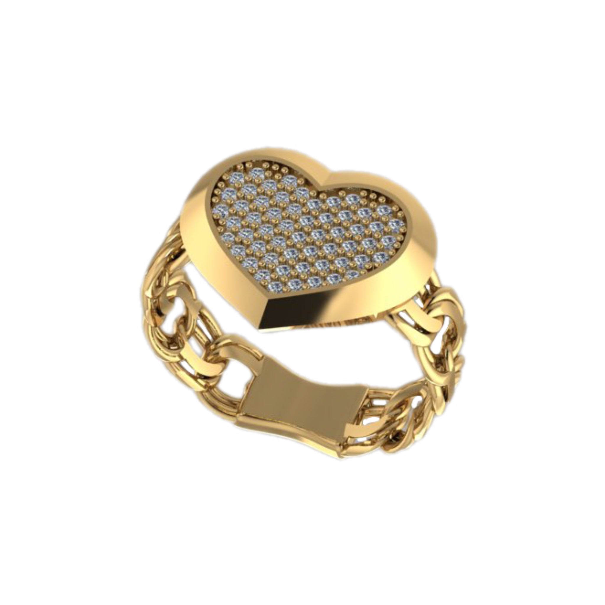 10K Bezeled CZ Monaco Chino Heart Ring