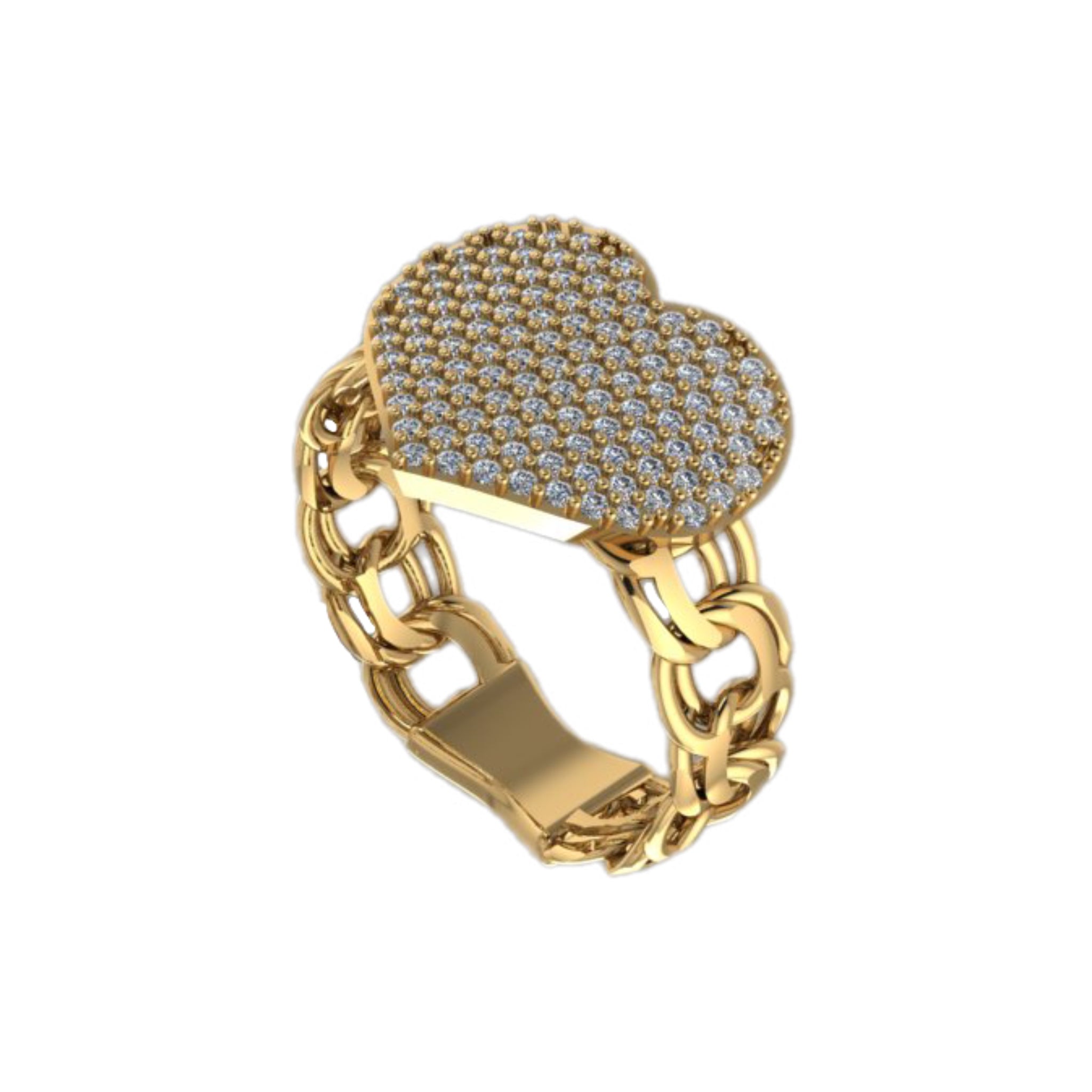 10K Full CZ Monaco Chino Heart Ring