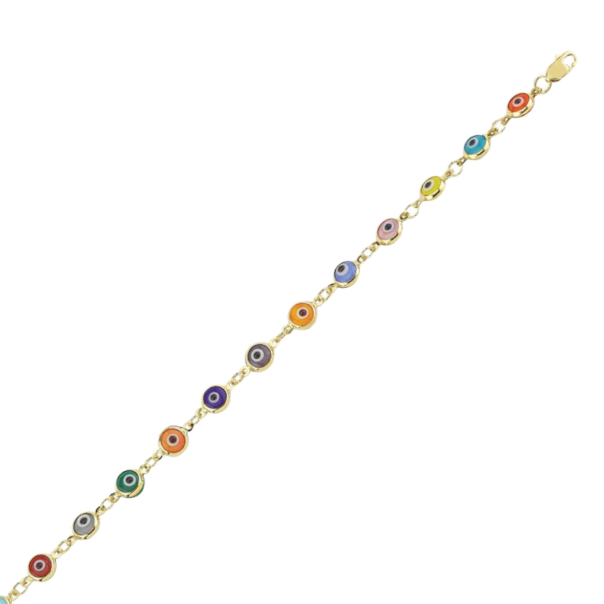 10K Multicolor Evil Eye Bracelet