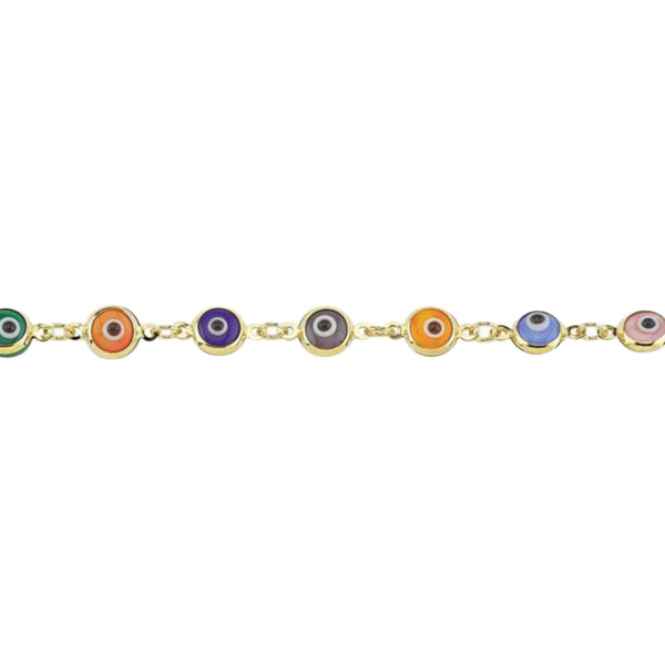 10K Multicolor Evil Eye Bracelet