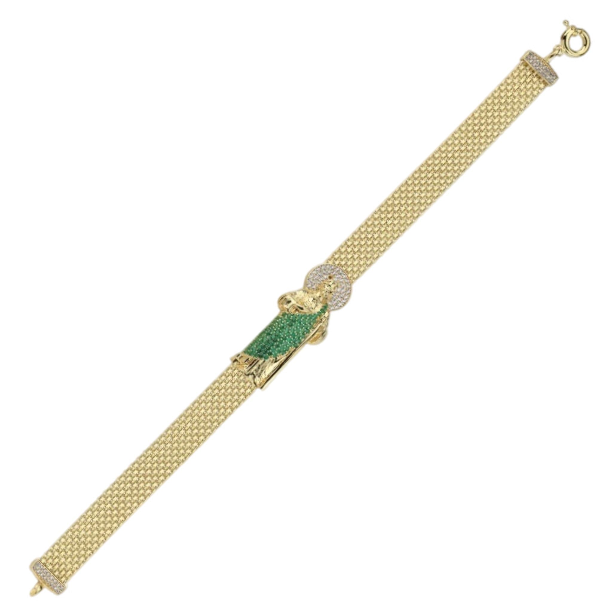 10K Mesh CZ Saint Jude Bracelet