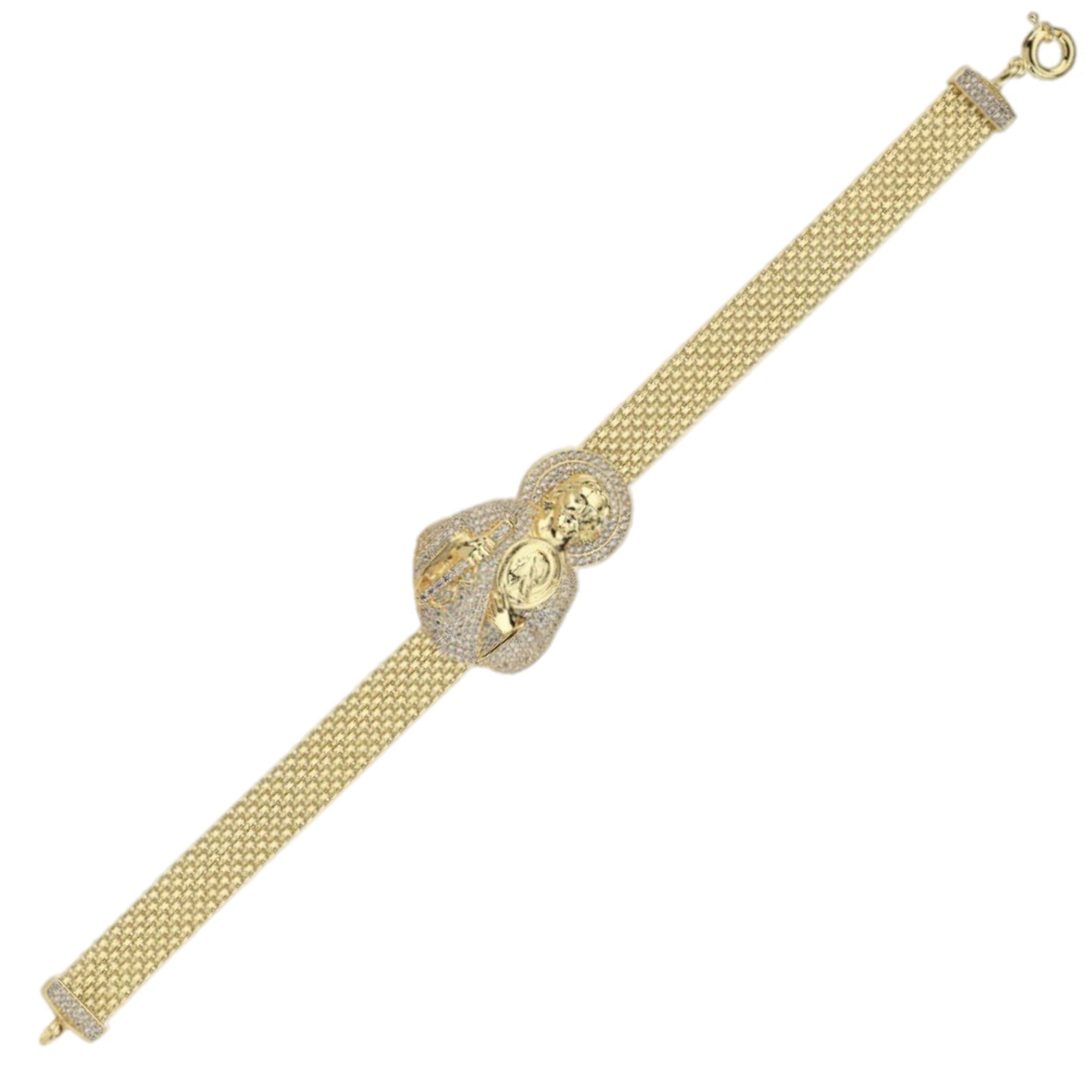 10K Mesh Half Body CZ Saint Jude Bracelet