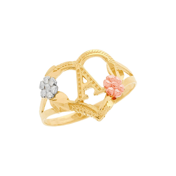 10K Heart Initial Ring