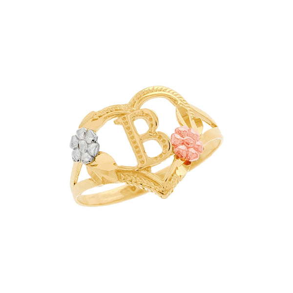 10K Heart Initial Ring