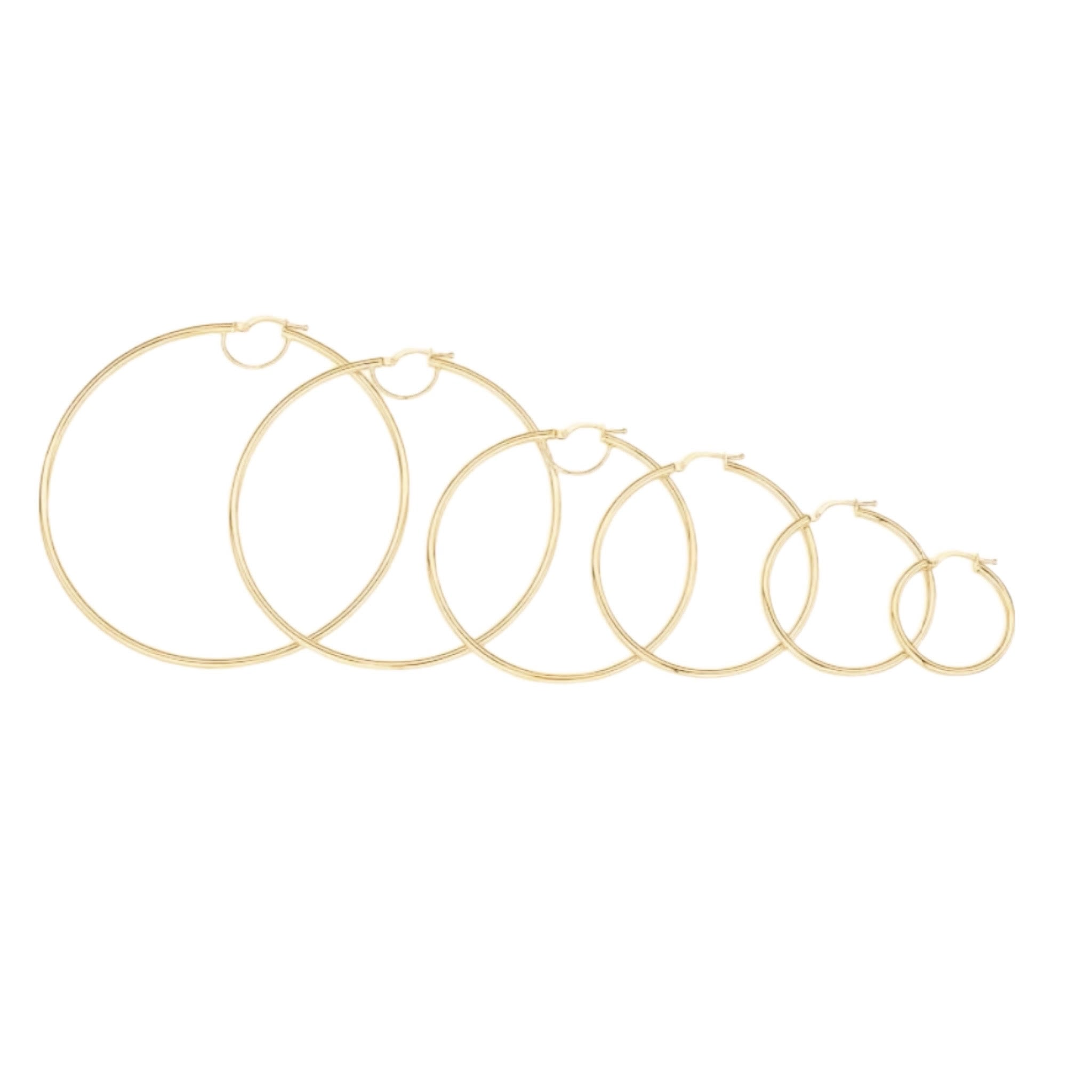 10K 2mm Plain Tube Hoop Earrings