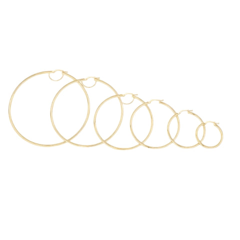 10K 2mm Plain Tube Hoop Earrings
